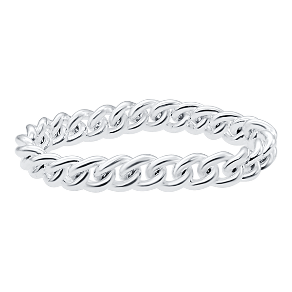 Bowery Curb Chain Ring in Sterling Silver