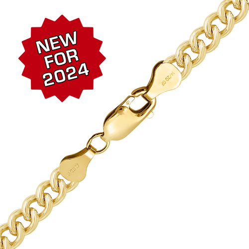 Finished Round Tall Curb Necklace in 14K Gold-Filled