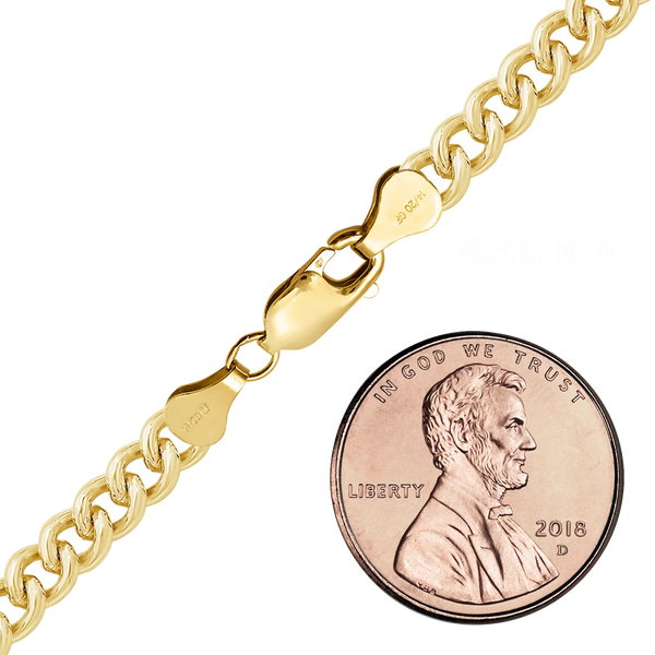 Finished Round Tall Curb Anklet in 14K Gold-Filled