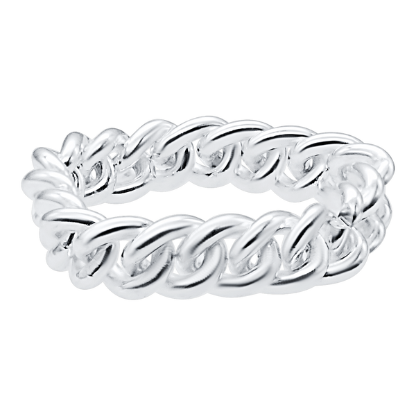 Bowery Curb Chain Ring in Sterling Silver