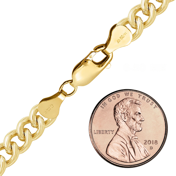 Finished Round Tall Curb Anklet in 14K Gold-Filled