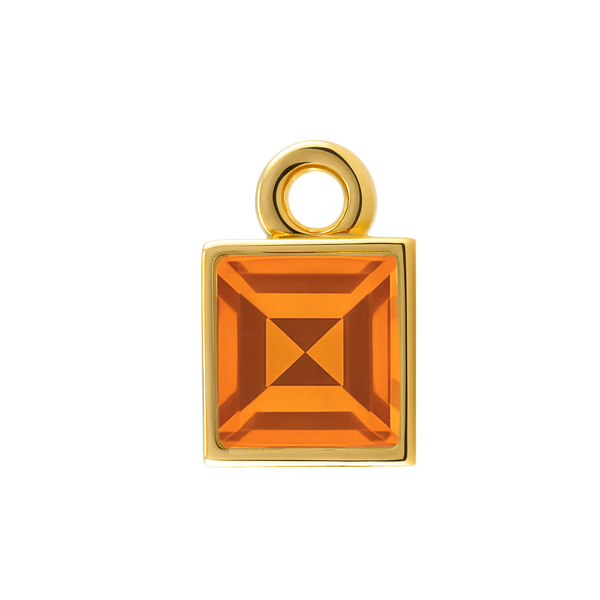 Diamond or Gemstone Square Bezel Drop Charm in 14K Yellow Gold
