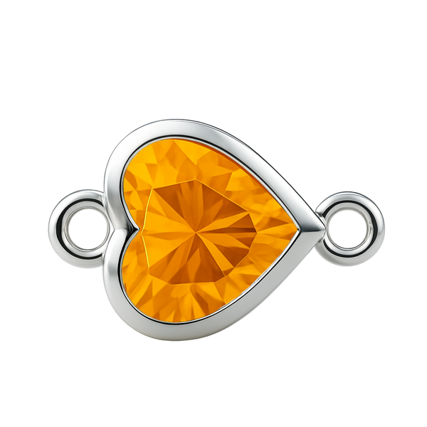 Diamond or Gemstone Heart Bezel Bracelet/Necklace Charm in 14K White Gold