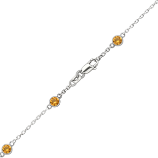 Finished Diamond by the Yard Cable Chain Necklace in 14K White Gold with Citrine Stones