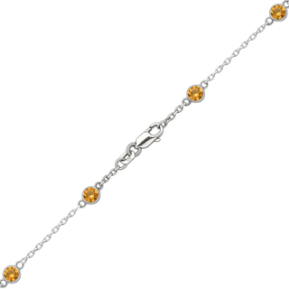Finished Diamond by the Yard Cable Chain Necklace in 14K White Gold with Citrine Stones