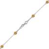 Finished Diamond by the Yard Cable Chain Anklet in 14K White Gold with Citrine Stones