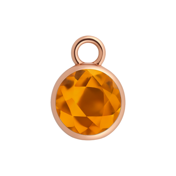 Diamond or Gemstone Bezel Drop Charm in 14K Rose Gold