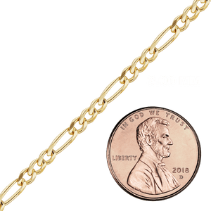 Bulk / Spooled Classic Figaro Chain in 10K Yellow Gold (3.00 mm - 4.75 mm)