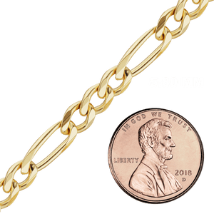 Bulk / Spooled Classic Figaro Chain in 14K & 18K Yellow Gold (1.50 mm - 11.50 mm)