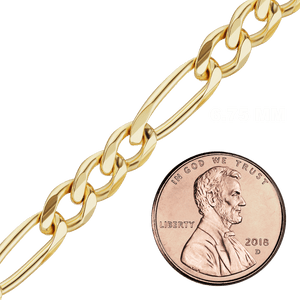 Bulk / Spooled Classic Figaro Chain in 14K & 18K Yellow Gold (1.50 mm - 11.50 mm)