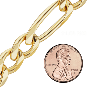 Bulk / Spooled Classic Figaro Chain in 14K & 18K Yellow Gold (1.50 mm - 11.50 mm)