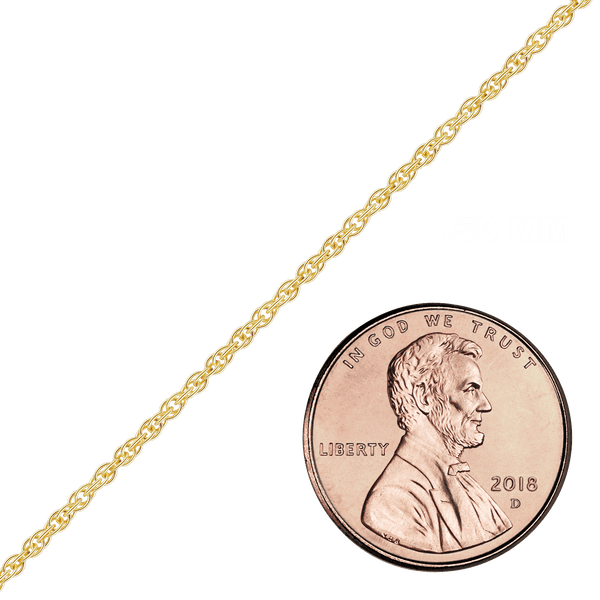 Bulk / Spooled Classic Machine Rope Chain in 14K Yellow Gold (0.80 mm - 2.00 mm)