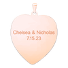 Sterling Silver 18K Rose Gold Finish Heart Disc Charm With Optional Engraving (.030" thickness)