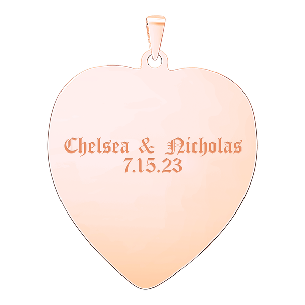 Sterling Silver 18K Rose Gold Finish Heart Disc Charm With Optional Engraving (.030" thickness)
