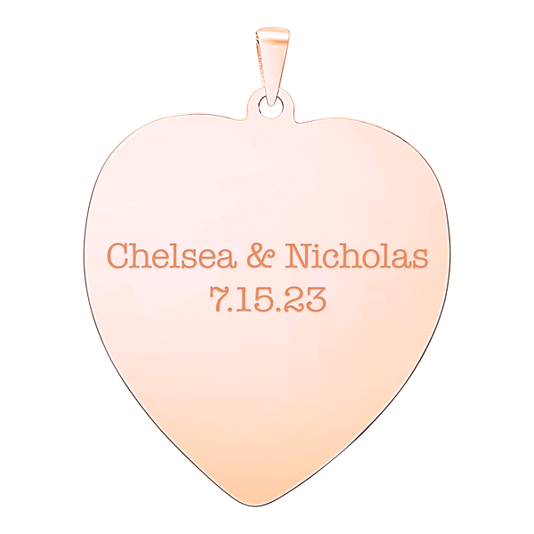 Sterling Silver 18K Rose Gold Finish Heart Disc Charm With Optional Engraving (.030" thickness)