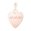 Sterling Silver 18K Rose Gold Finish Heart Disc Charm With Optional Engraving (.030" thickness)