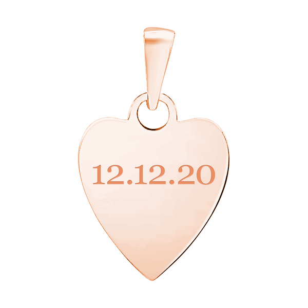 Sterling Silver 18K Rose Gold Finish Heart Disc Charm With Optional Engraving (.030" thickness)