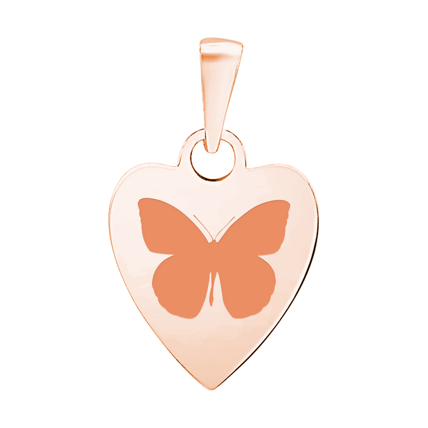 Sterling Silver 18K Rose Gold Finish Heart Disc Charm With Optional Engraving (.030" thickness)