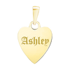 Sterling Silver 18K Yellow Gold Finish Heart Disc Charm With Optional Engraving (.030" thickness)