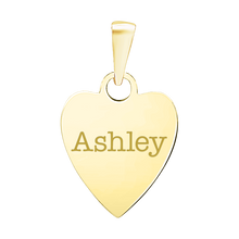 Load image into Gallery viewer, Sterling Silver 18K Yellow Gold Finish Heart Disc Charm With Optional Engraving (.030" thickness)
