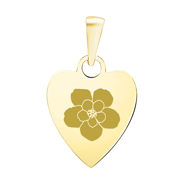 Sterling Silver 18K Yellow Gold Finish Heart Disc Charm With Optional Engraving (.030" thickness)