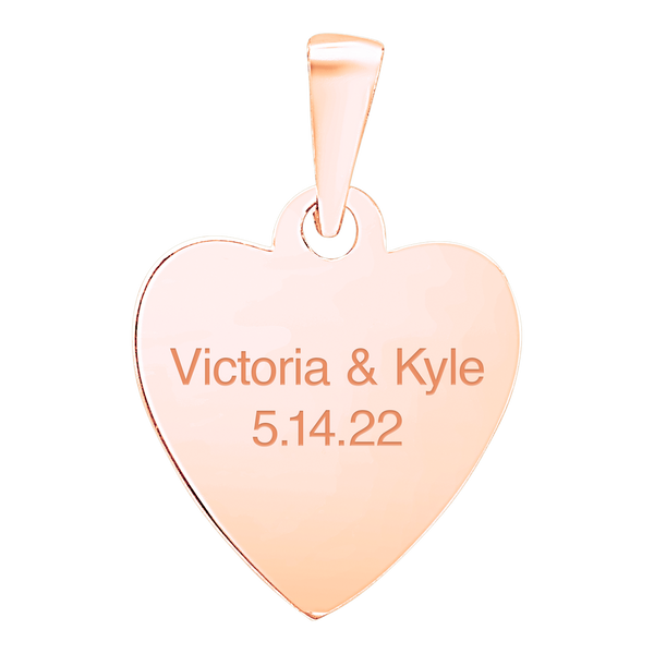 Sterling Silver 18K Rose Gold Finish Heart Disc Charm With Optional Engraving (.030" thickness)