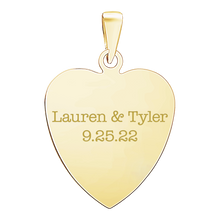 Load image into Gallery viewer, Sterling Silver 18K Yellow Gold Finish Heart Disc Charm With Optional Engraving (.030" thickness)
