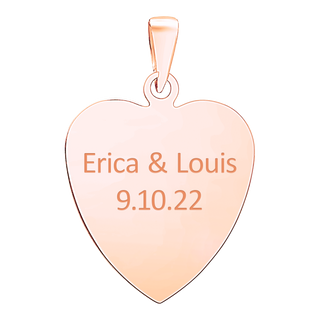 Sterling Silver 18K Rose Gold Finish Heart Disc Charm With Optional Engraving (.030" thickness)