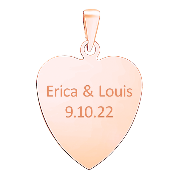 Sterling Silver 18K Rose Gold Finish Heart Disc Charm With Optional Engraving (.030" thickness)