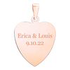 Sterling Silver 18K Rose Gold Finish Heart Disc Charm With Optional Engraving (.030" thickness)