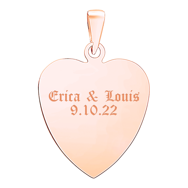 Sterling Silver 18K Rose Gold Finish Heart Disc Charm With Optional Engraving (.030" thickness)