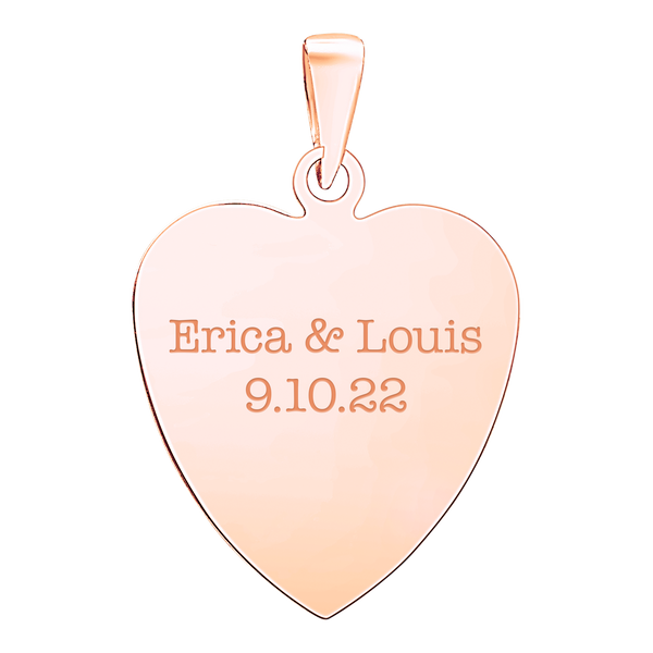 Sterling Silver 18K Rose Gold Finish Heart Disc Charm With Optional Engraving (.030" thickness)