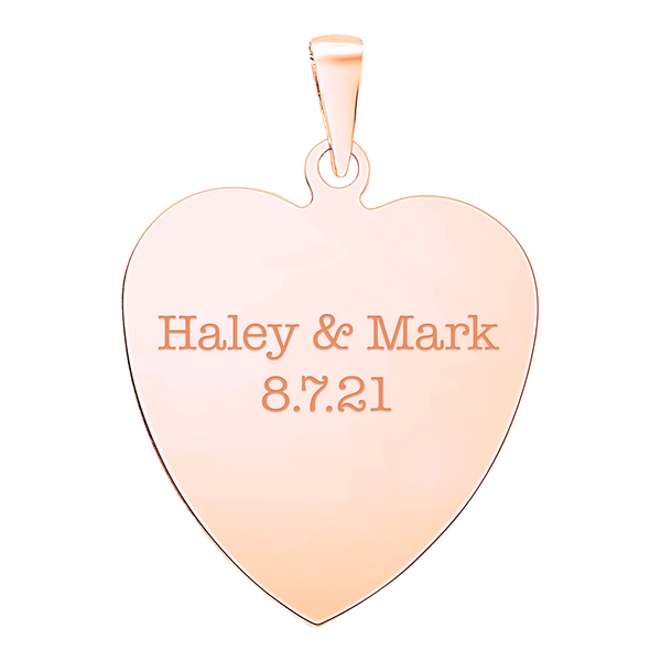 Sterling Silver 18K Rose Gold Finish Heart Disc Charm With Optional Engraving (.030" thickness)