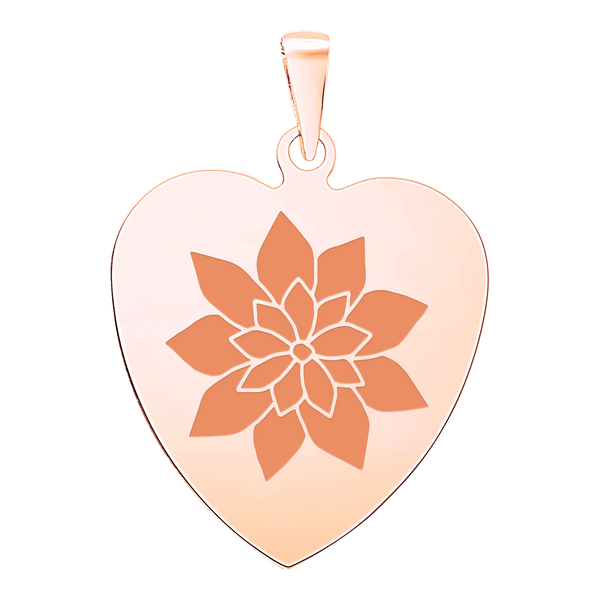 Sterling Silver 18K Rose Gold Finish Heart Disc Charm With Optional Engraving (.030" thickness)