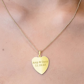 14K Yellow Gold Heart Disc Charm With Optional Engraving (.025" thickness)