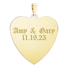 Load image into Gallery viewer, Sterling Silver 18K Yellow Gold Finish Heart Disc Charm With Optional Engraving (.030" thickness)
