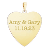Sterling Silver 18K Yellow Gold Finish Heart Disc Charm With Optional Engraving (.030" thickness)