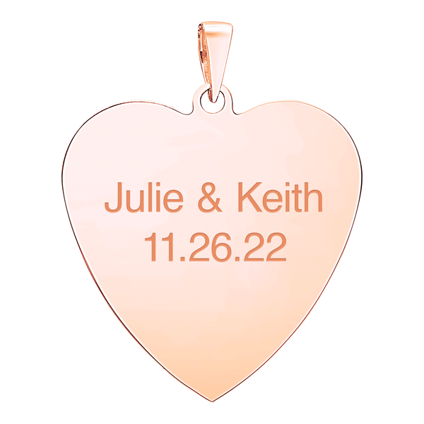 Sterling Silver 18K Rose Gold Finish Heart Disc Charm With Optional Engraving (.030" thickness)