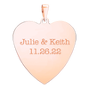 Sterling Silver 18K Rose Gold Finish Heart Disc Charm With Optional Engraving (.030" thickness)