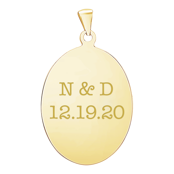 Sterling Silver 18K Yellow Gold Finish Oval Disc Charm With Optional Engraving (.030" thickness)