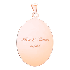 Sterling Silver 18K Pink Gold Finish Oval Disc Charm With Optional Engraving (.030" thickness)