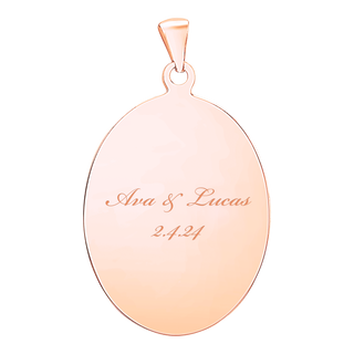 Sterling Silver 18K Rose Gold Finish Oval Disc Charm With Optional Engraving (.030" thickness)