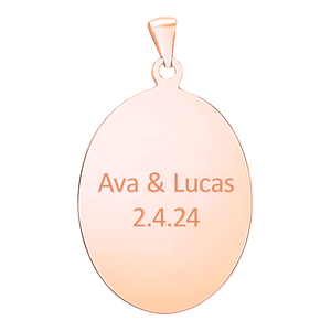 Sterling Silver 18K Pink Gold Finish Oval Disc Charm With Optional Engraving (.030" thickness)