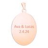 Sterling Silver 18K Rose Gold Finish Oval Disc Charm With Optional Engraving (.030" thickness)