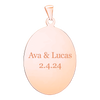 Sterling Silver 18K Rose Gold Finish Oval Disc Charm With Optional Engraving (.030" thickness)