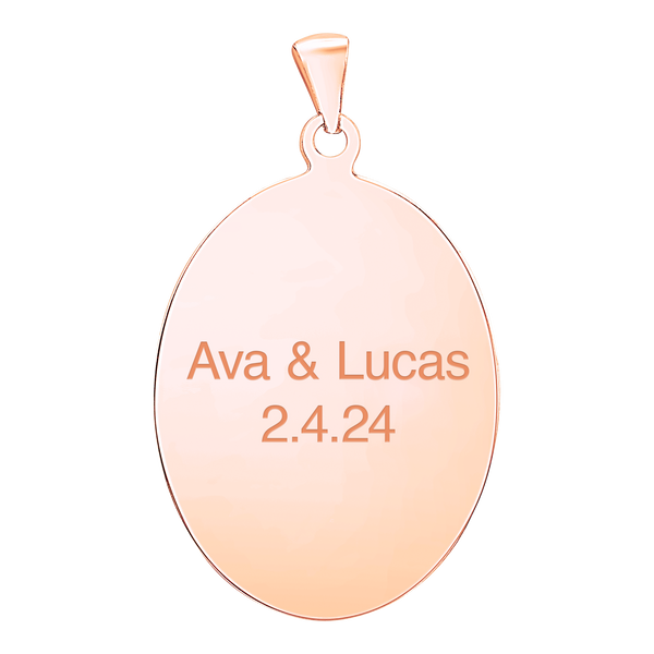 Sterling Silver 18K Rose Gold Finish Oval Disc Charm With Optional Engraving (.030" thickness)