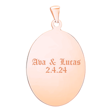 Load image into Gallery viewer, Sterling Silver 18K Pink Gold Finish Oval Disc Charm With Optional Engraving (.030&quot; thickness)
