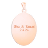 Sterling Silver 18K Rose Gold Finish Oval Disc Charm With Optional Engraving (.030" thickness)