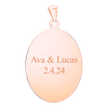 Sterling Silver 18K Rose Gold Finish Oval Disc Charm With Optional Engraving (.030" thickness)