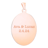 Sterling Silver 18K Rose Gold Finish Oval Disc Charm With Optional Engraving (.030" thickness)